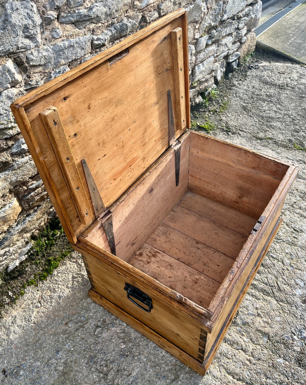 Small Antique Stripped Pine Blanket Box View V