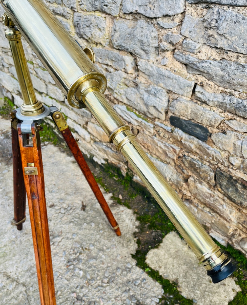 Antique Brass Library Telescope by Broadhurst Clarkson & Co View V