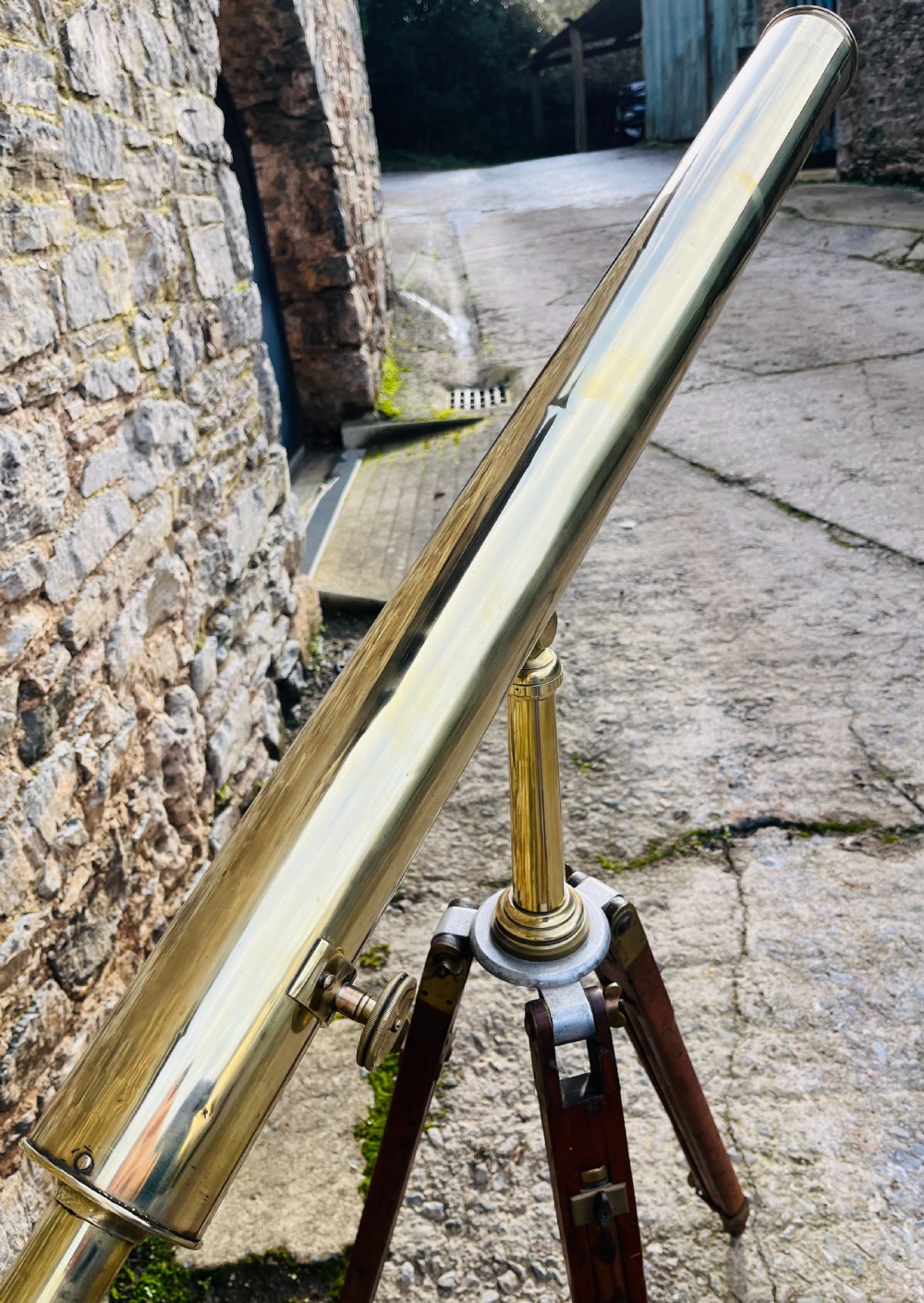 Antique Brass Library Telescope by Broadhurst Clarkson & Co View IX