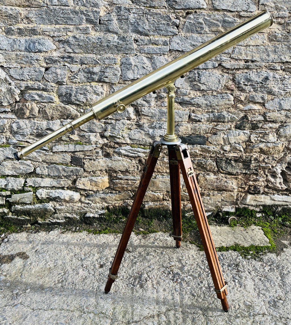 Antique Brass Library Telescope by Broadhurst Clarkson & Co View X