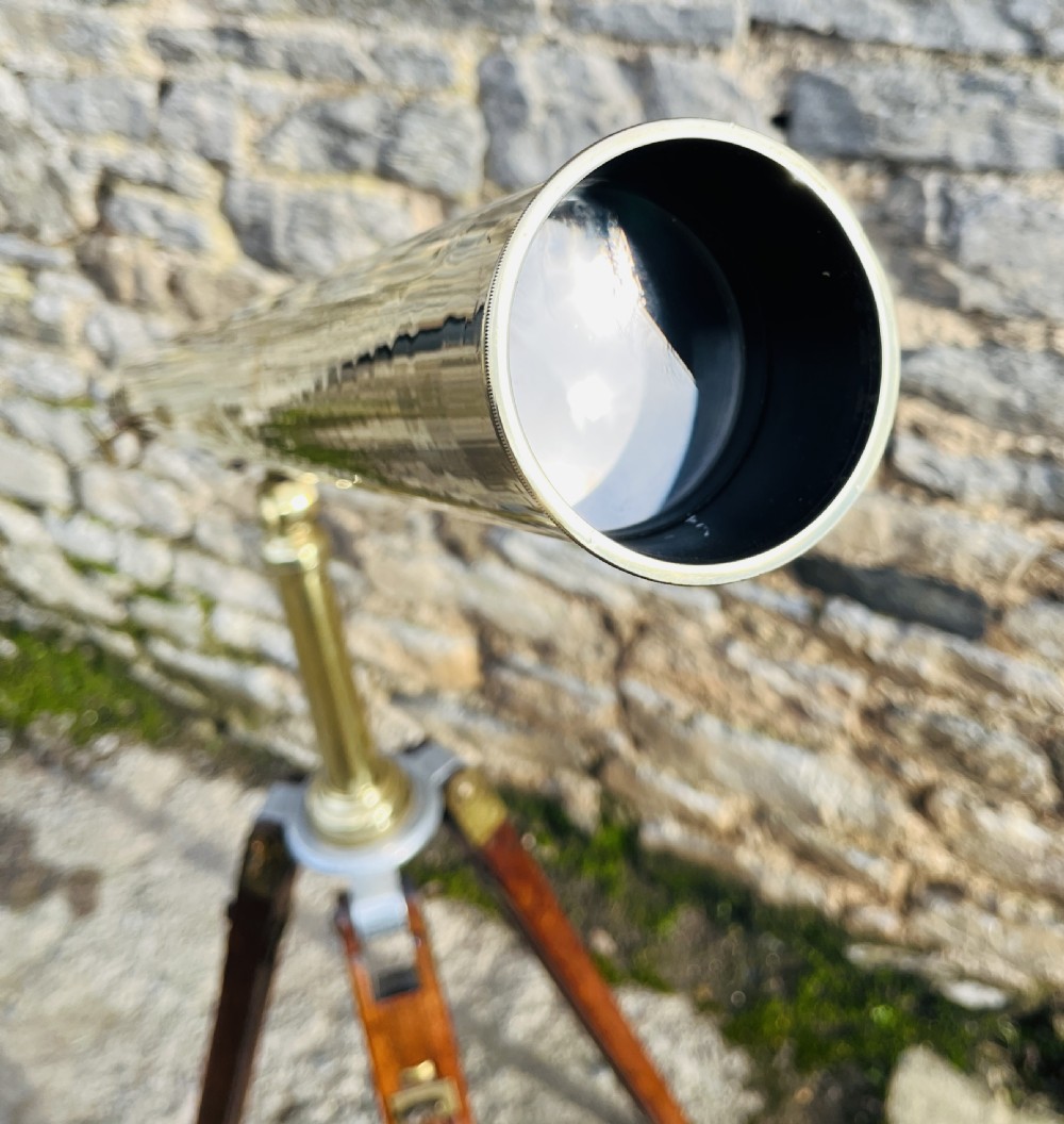 Antique Brass Library Telescope by Broadhurst Clarkson & Co View XII