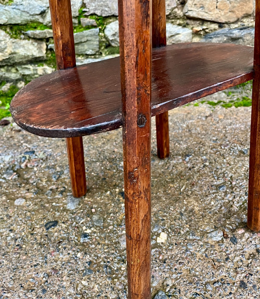 Antique Oak Two Tier Table View IX