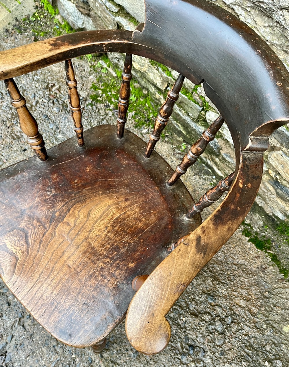 Antique Elm Captains Chair View IV