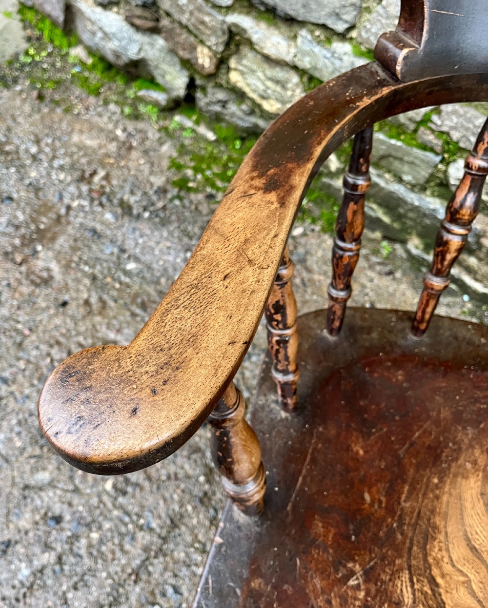 Antique Elm Captains Chair View V