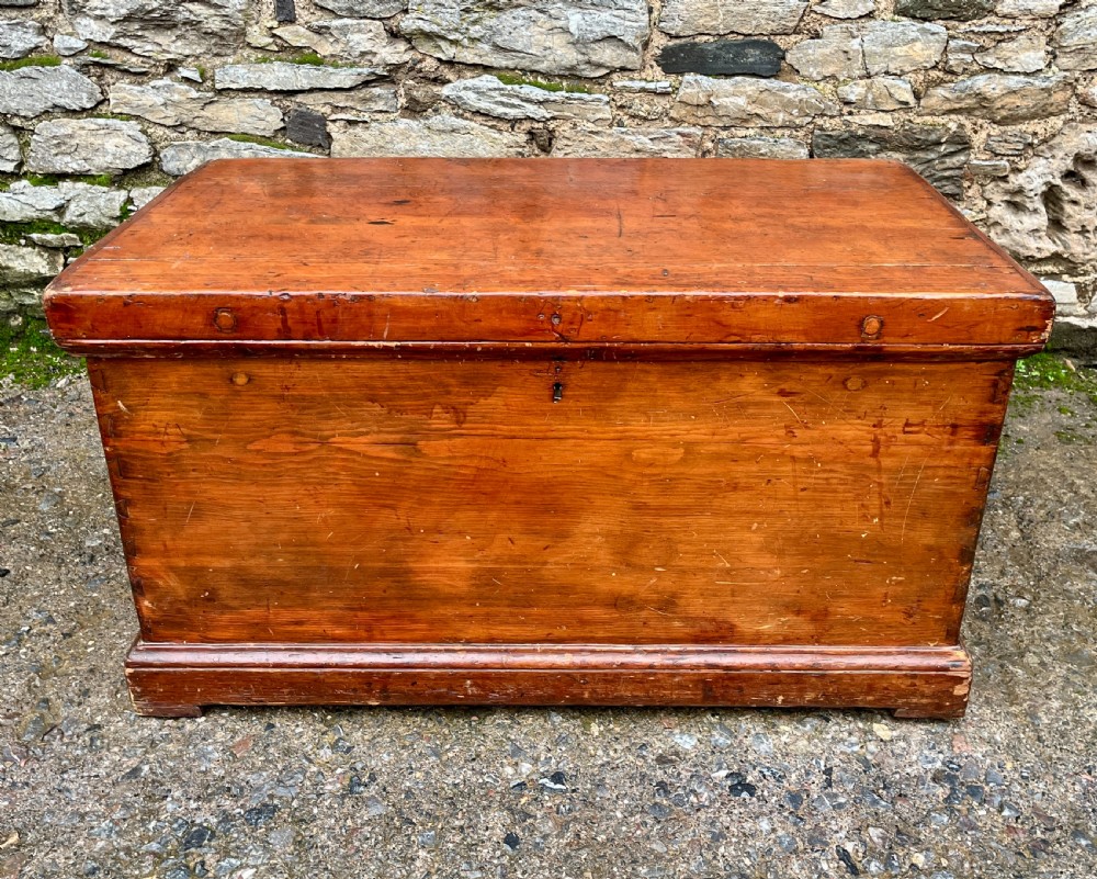 Antique Stained Pine Blanket Box