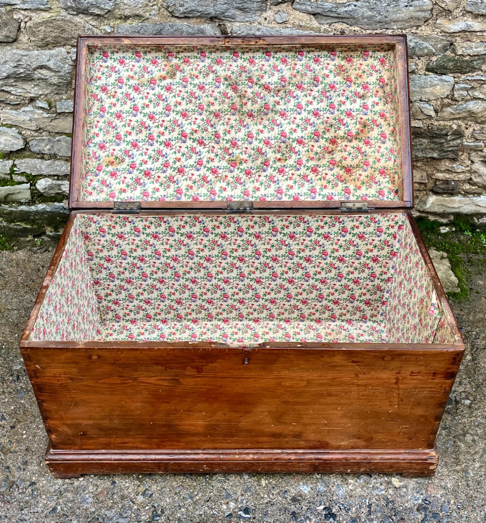 Antique Stained Pine Blanket Box View II