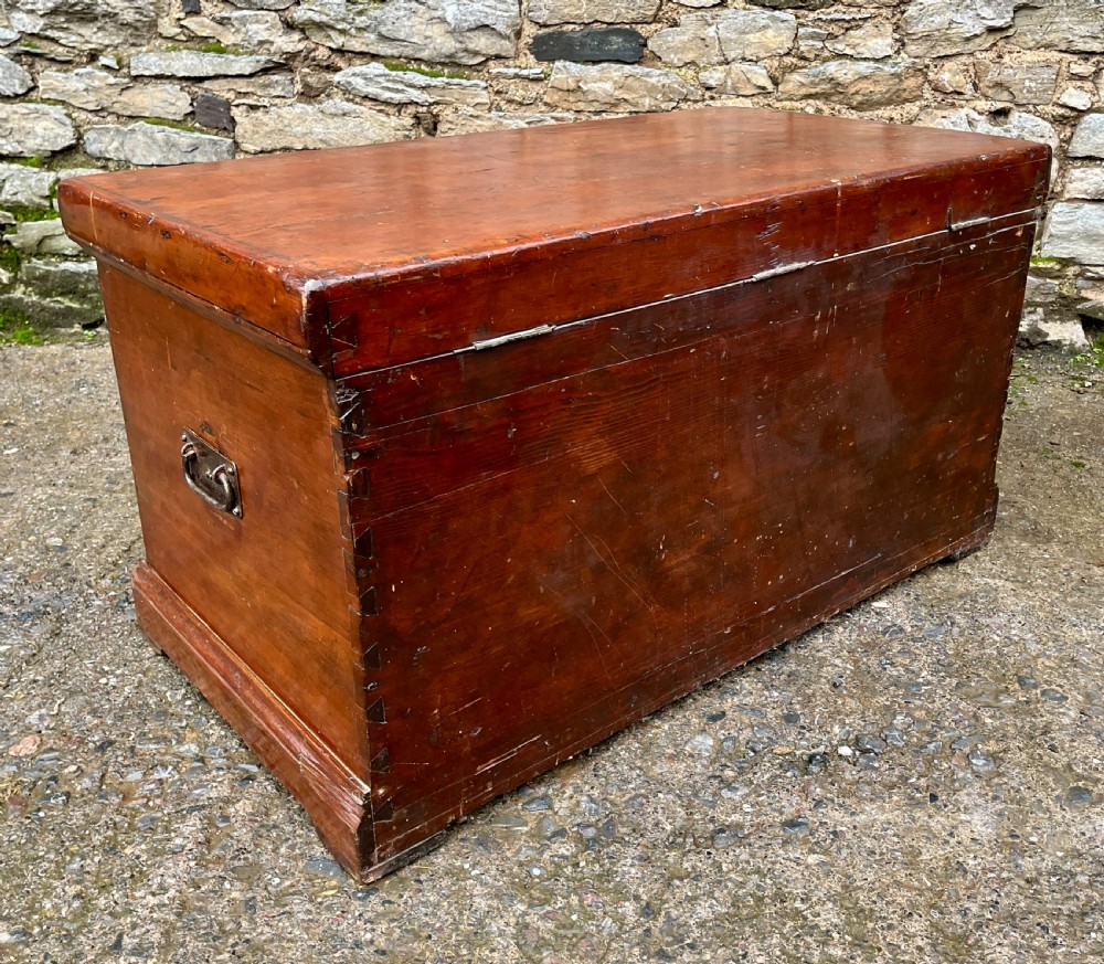 Antique Stained Pine Blanket Box View X