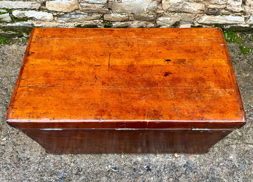 Antique Stained Pine Blanket Box View XI