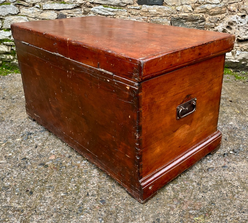 Antique Stained Pine Blanket Box View XII