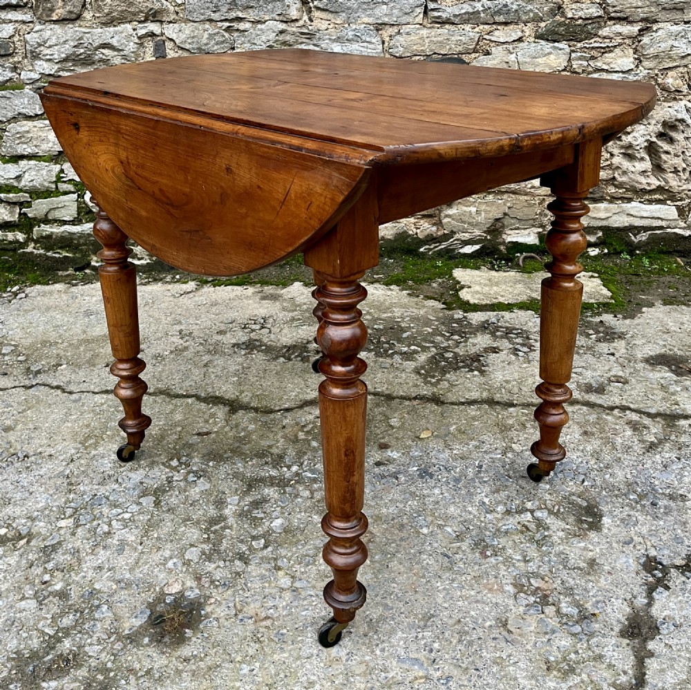 Antique French Fruitwood Drop Leaf Table