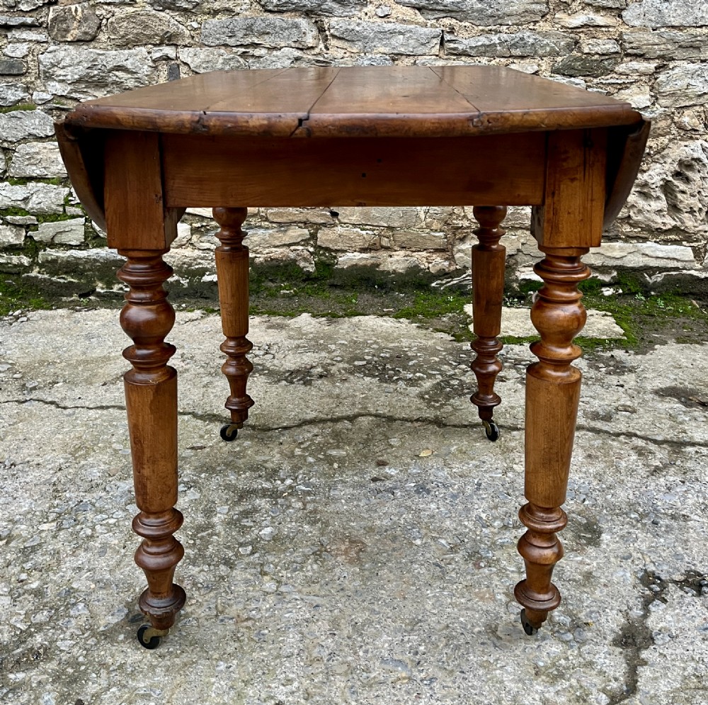 Antique French Fruitwood Drop Leaf Table View IV