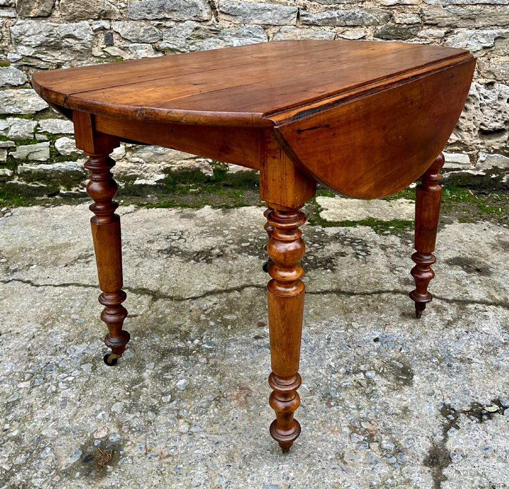 Antique French Fruitwood Drop Leaf Table View VI