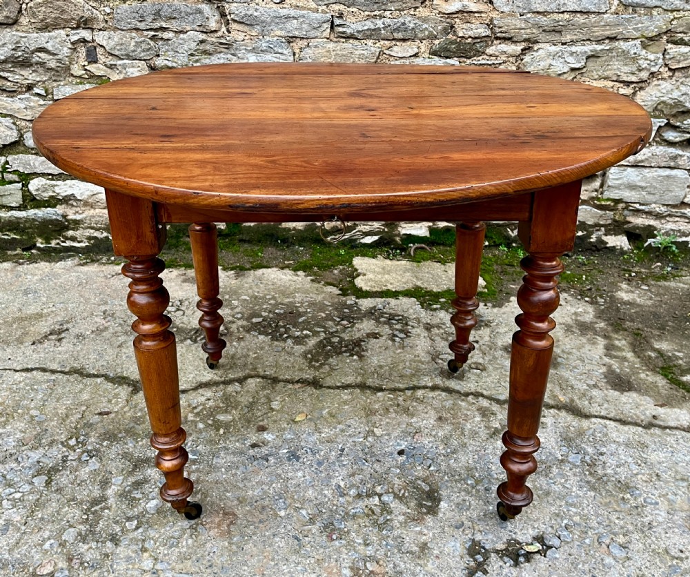Antique French Fruitwood Drop Leaf Table View VII