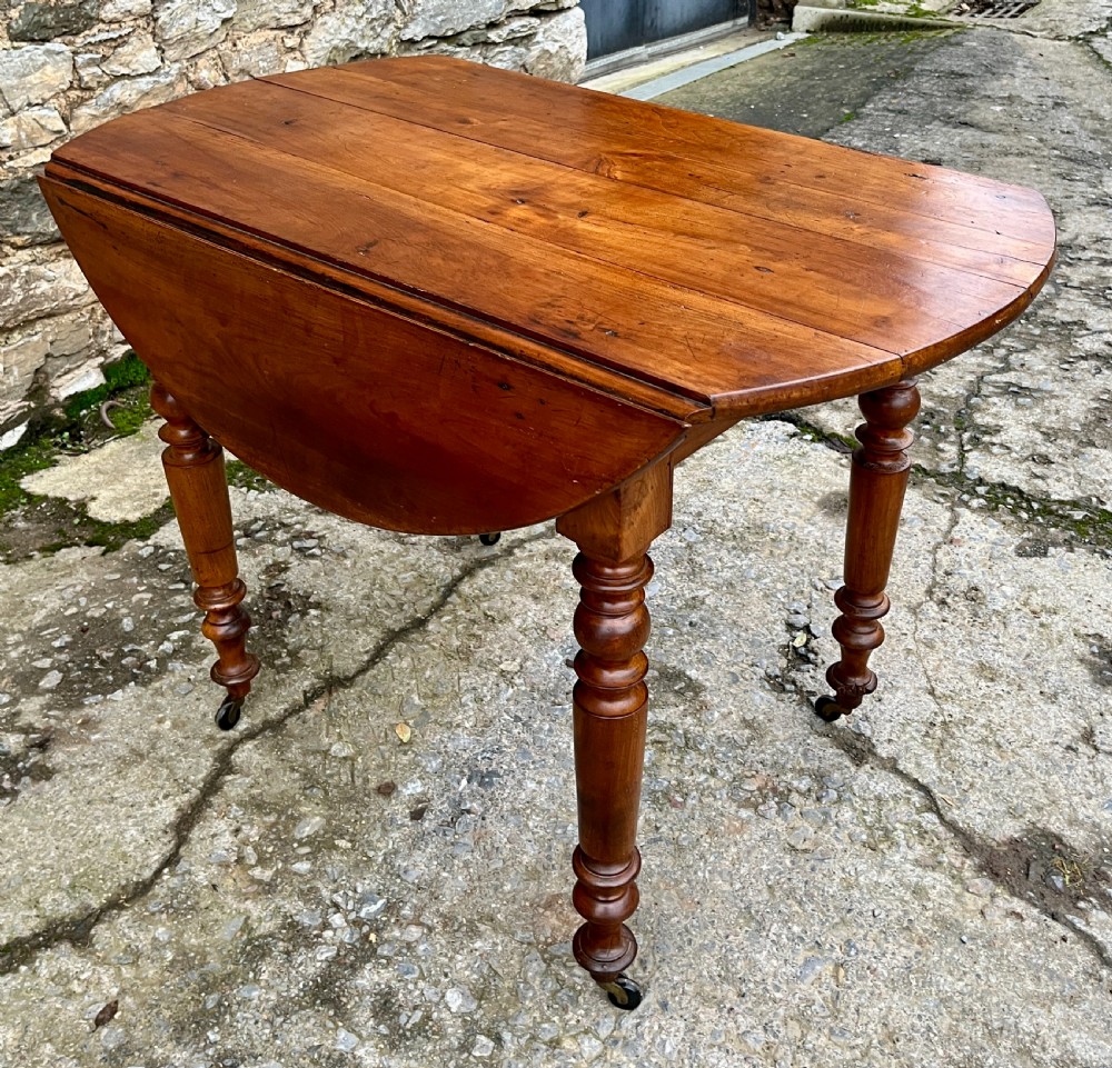 Antique French Fruitwood Drop Leaf Table View VIII
