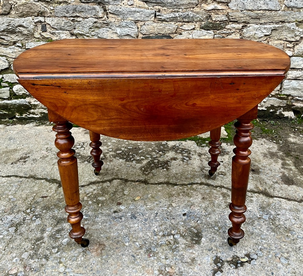 Antique French Fruitwood Drop Leaf Table View IX