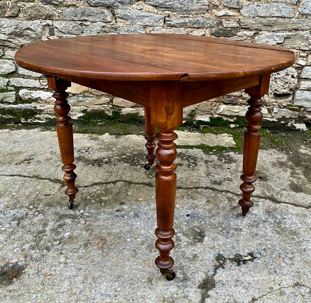 Antique French Fruitwood Drop Leaf Table View XI