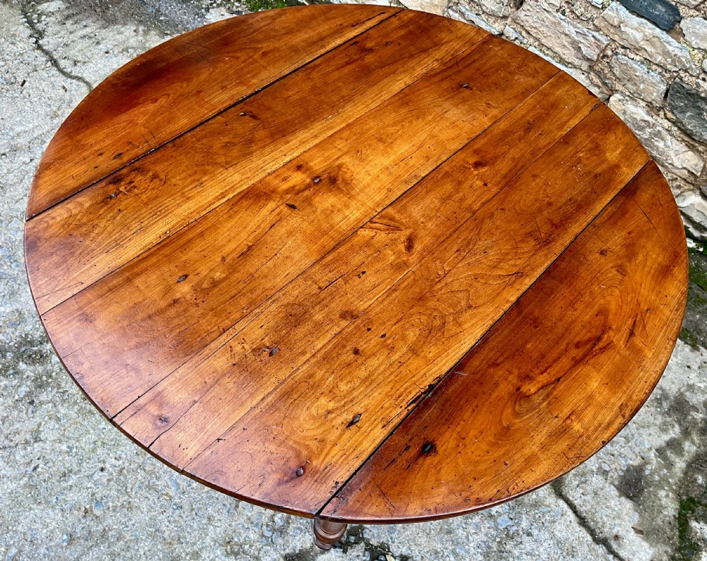Antique French Fruitwood Drop Leaf Table View XV