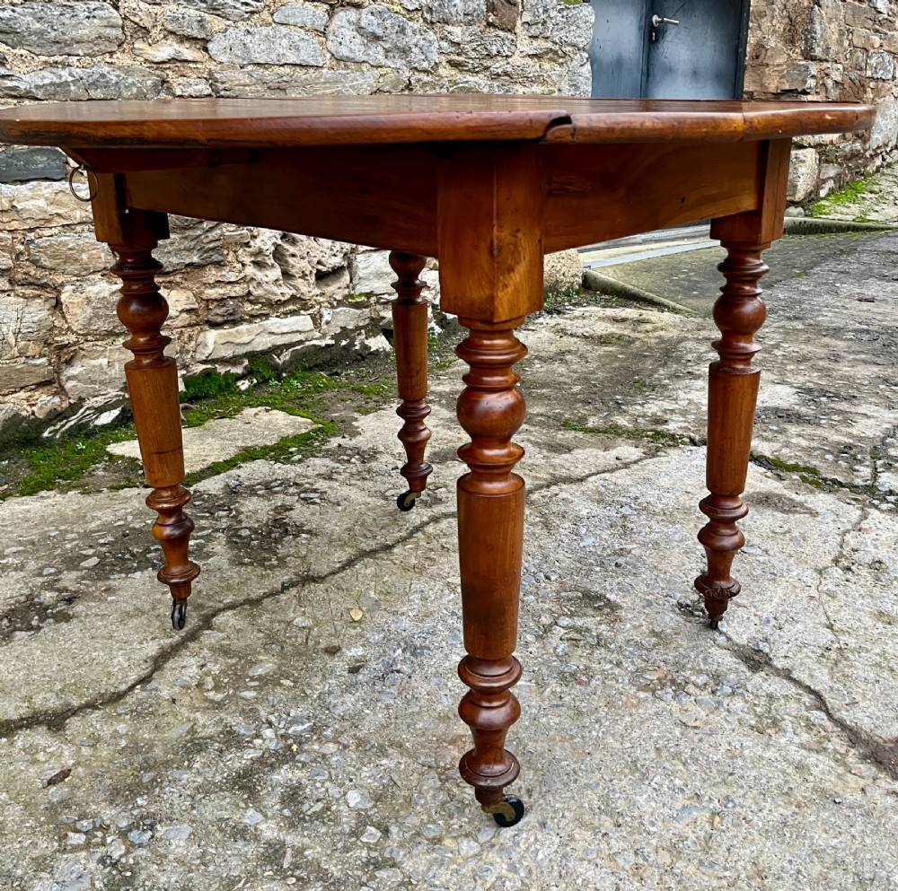 Antique French Fruitwood Drop Leaf Table View XVIII