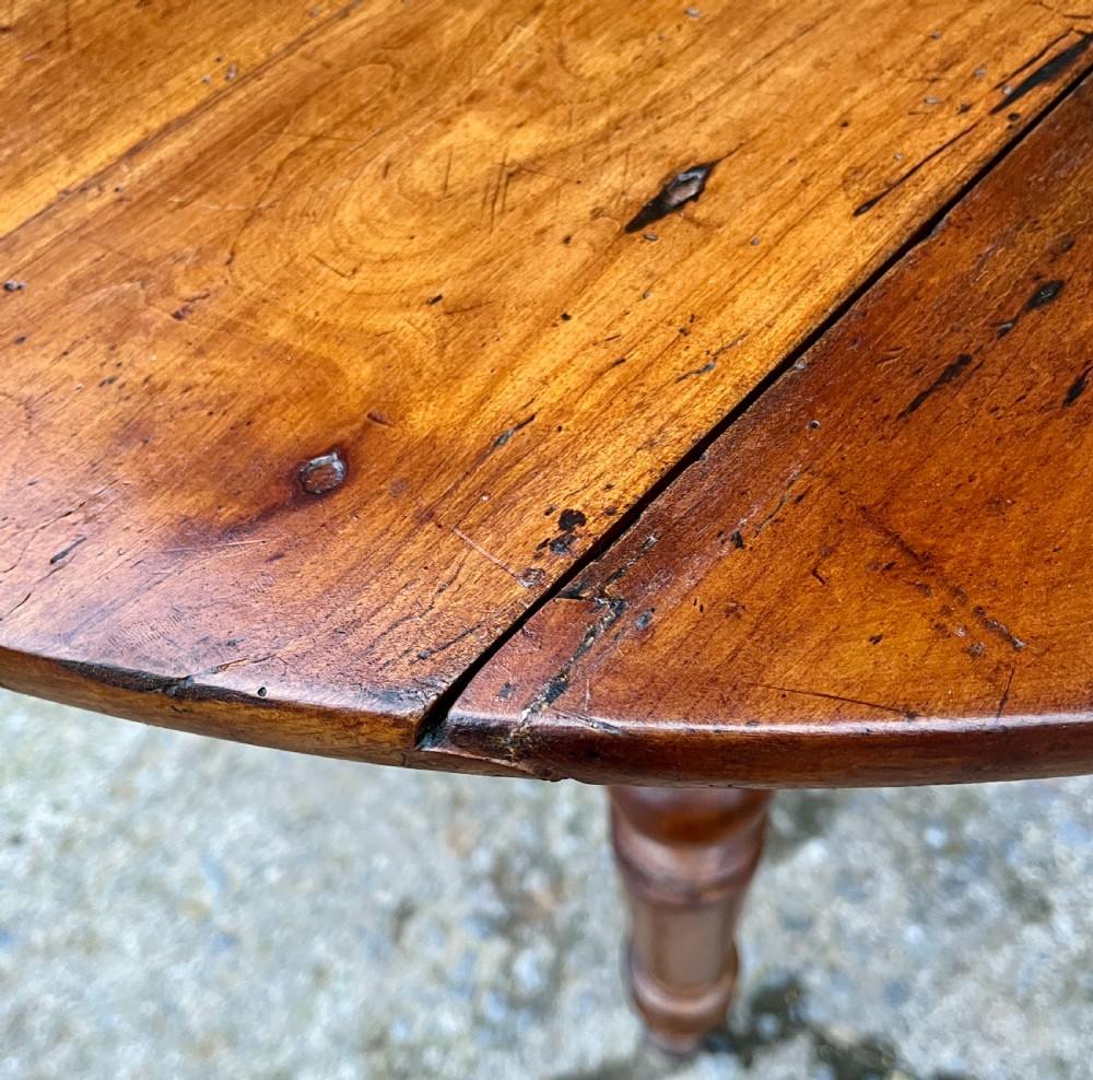 Antique French Fruitwood Drop Leaf Table View XIX