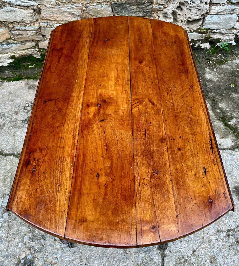 Antique French Fruitwood Drop Leaf Table View XX