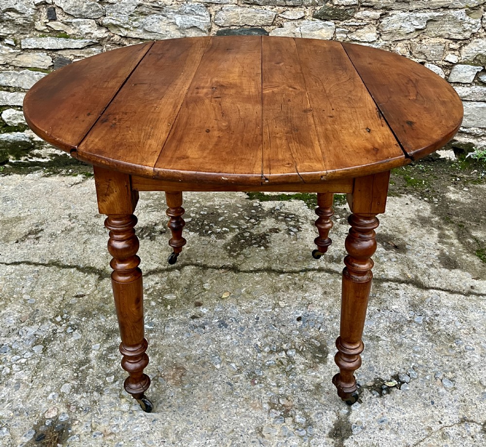 Antique French Fruitwood Drop Leaf Table View XXI