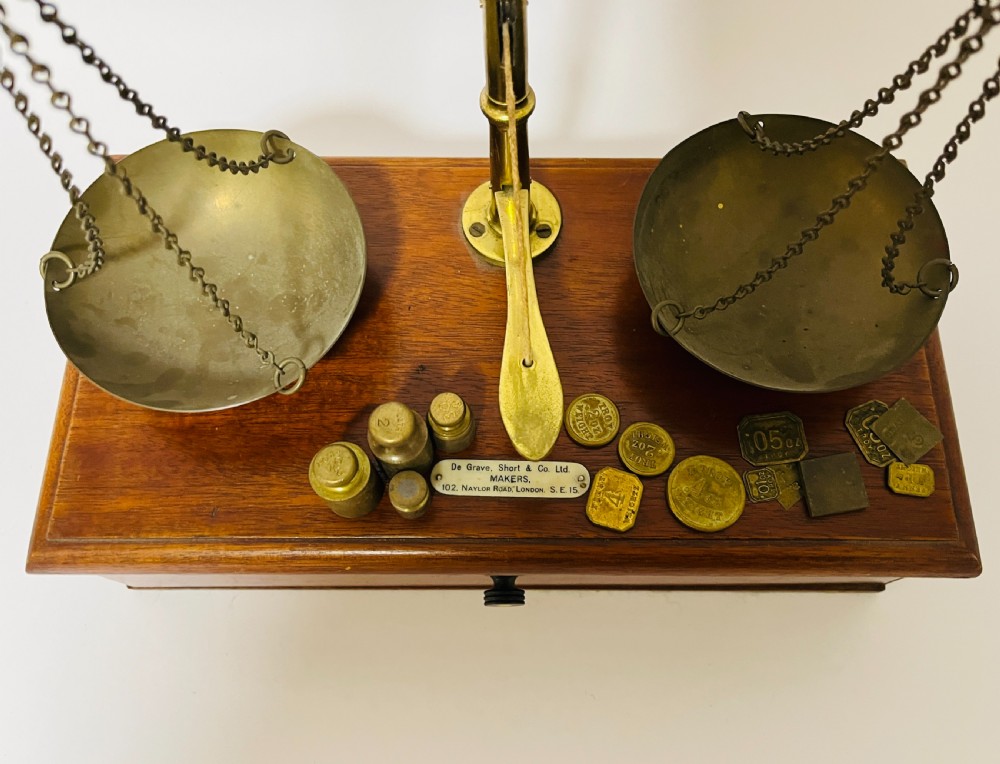 Antique De Grave Apothecary Scales and Weights View II