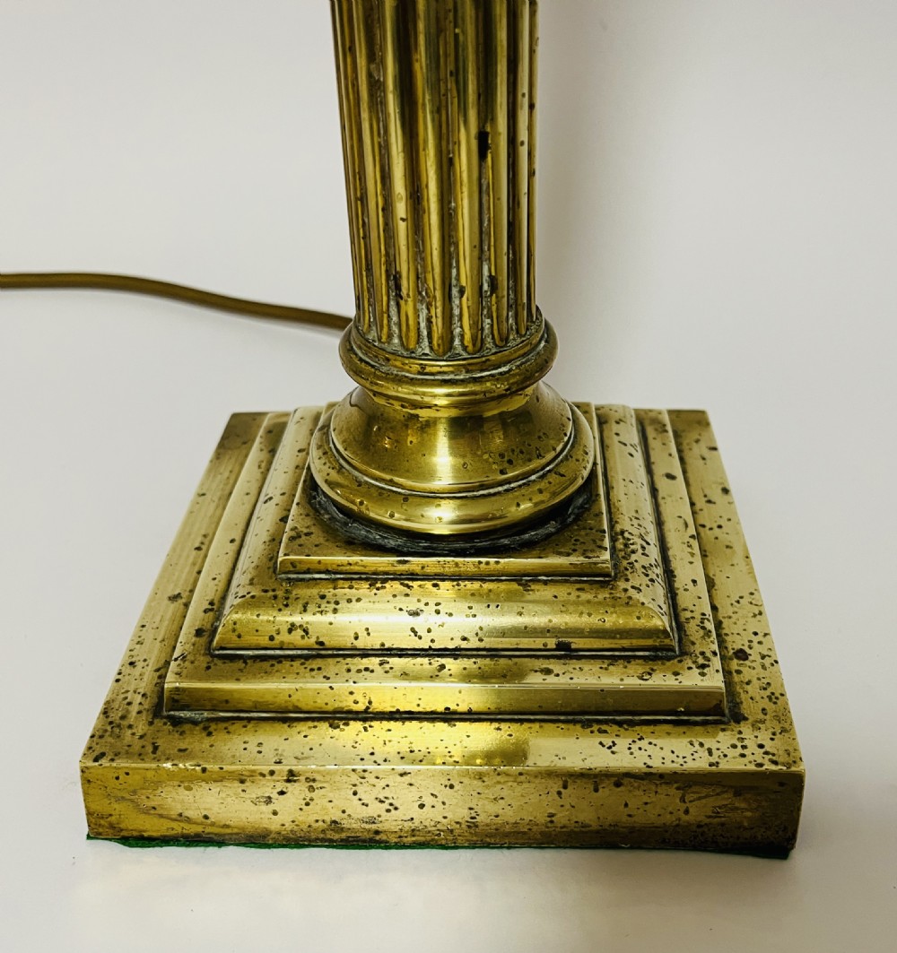 Antique Brass Corinthian Column Table Lamp View II