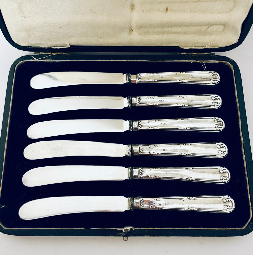 Set of 6 Antique Silver Handled Butter Knives View III