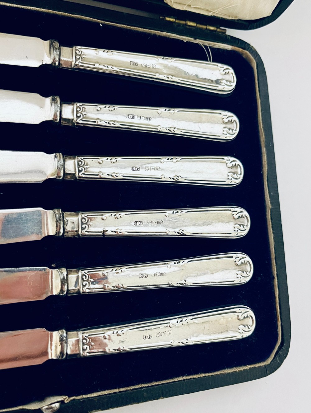 Set of 6 Antique Silver Handled Butter Knives View V