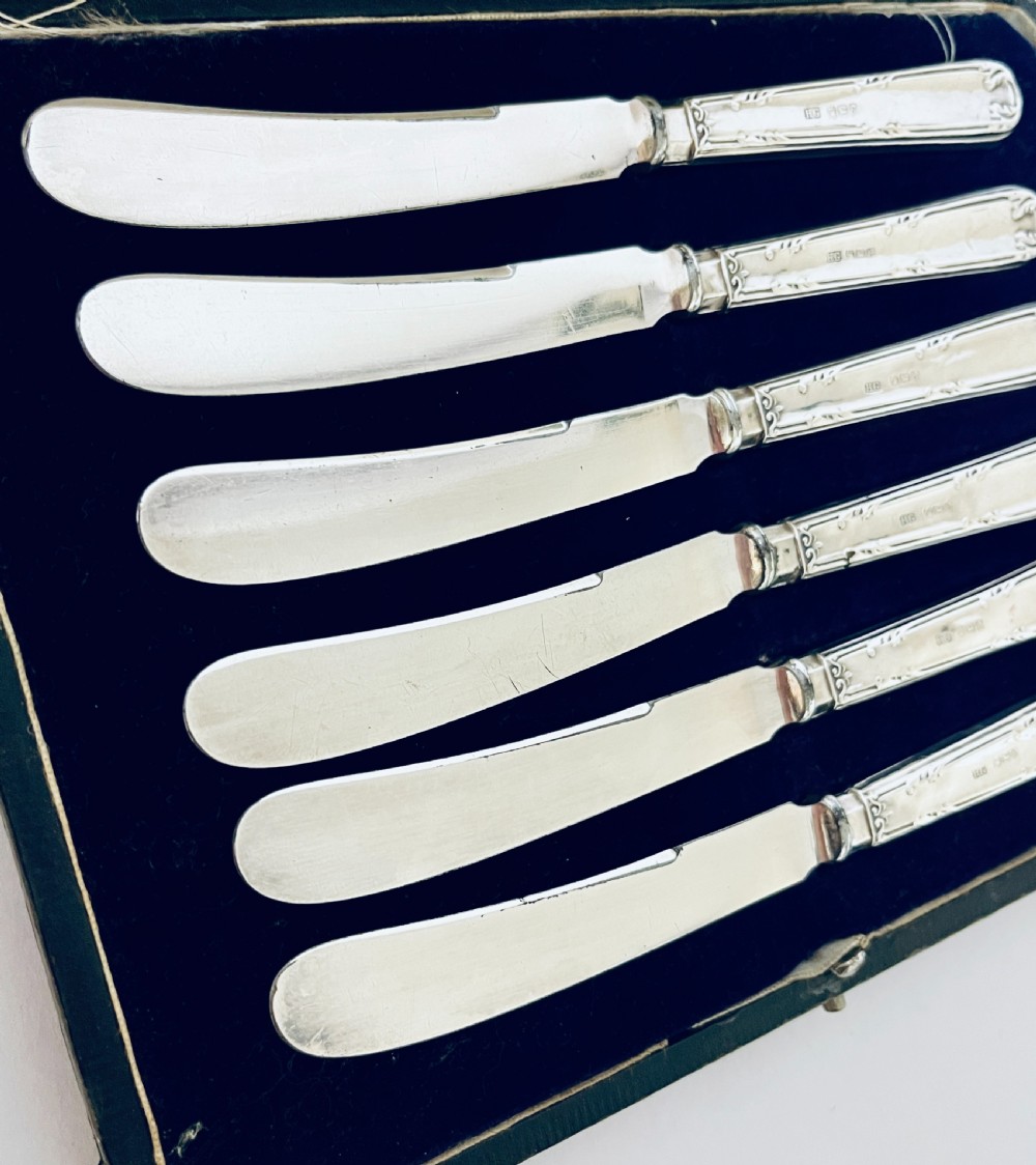 Set of 6 Antique Silver Handled Butter Knives View VII