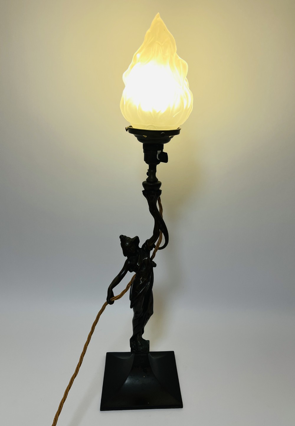 Art Nouveau Bronzed Figural Table Lamp View XIX