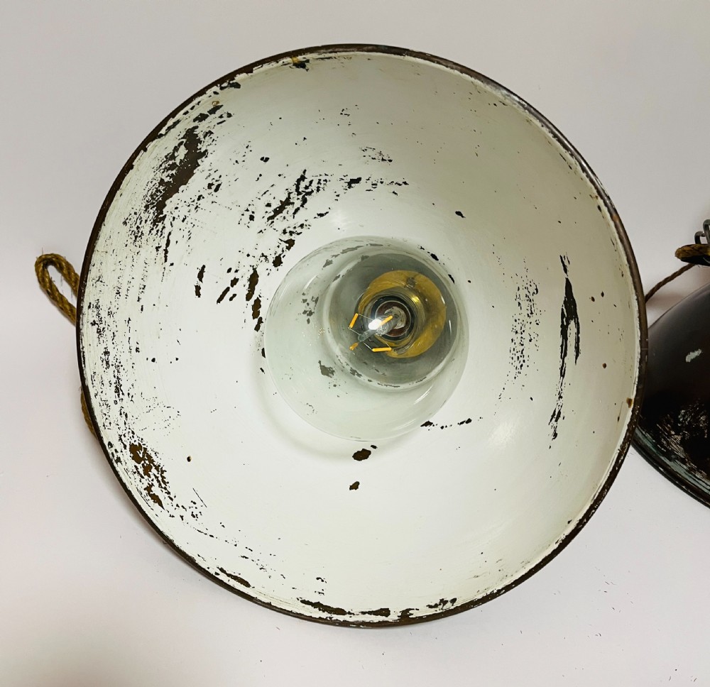 Pair of Antique Copper Ships Lamps View VI
