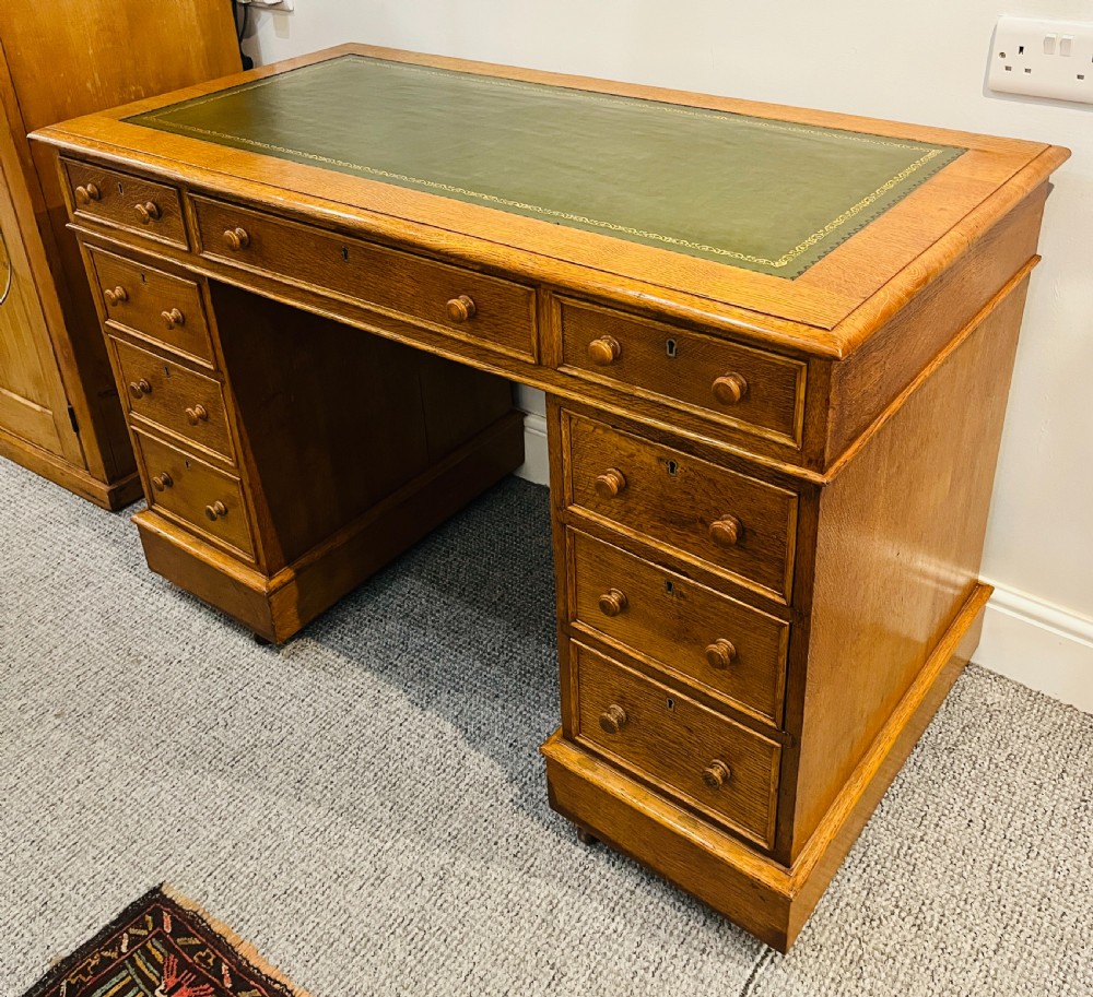 Victorian Oak Pedestal Desk View IV