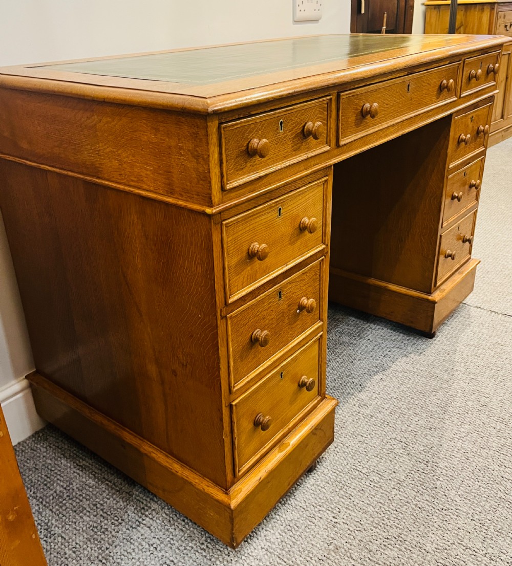 Victorian Oak Pedestal Desk View V