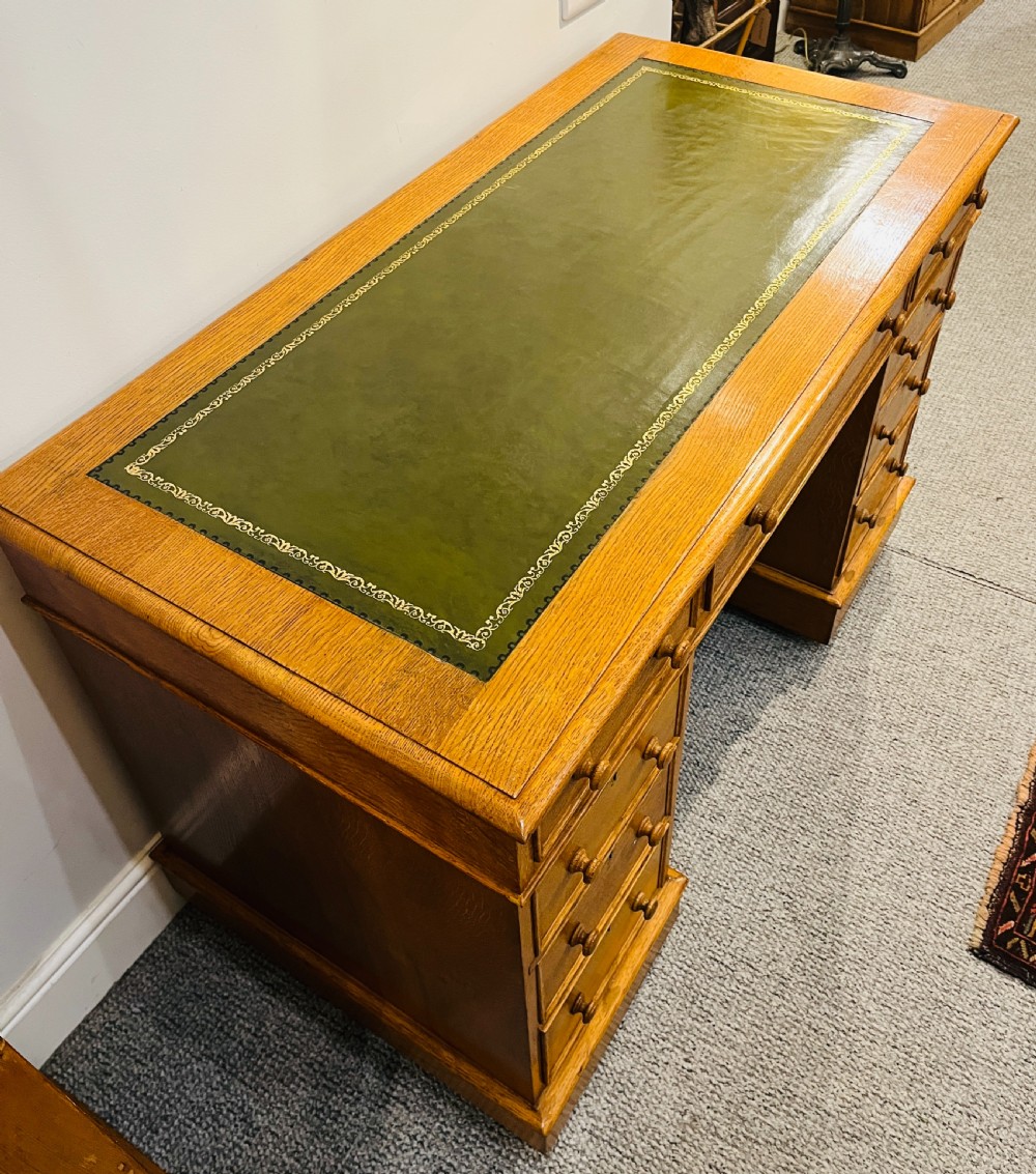 Victorian Oak Pedestal Desk View VI