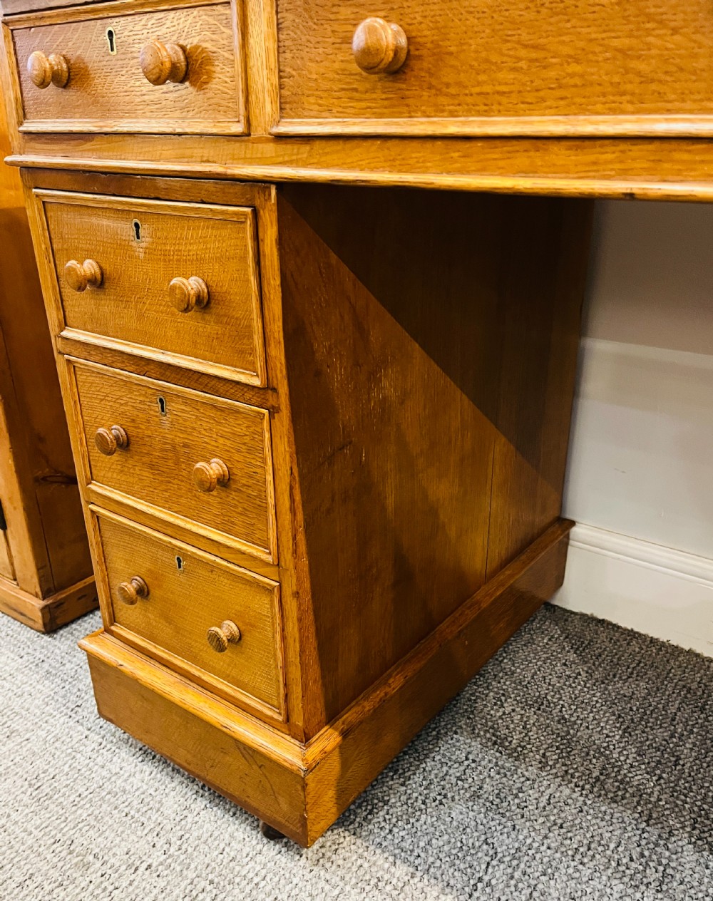 Victorian Oak Pedestal Desk View VII