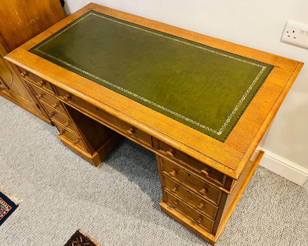 Victorian Oak Pedestal Desk View VIII