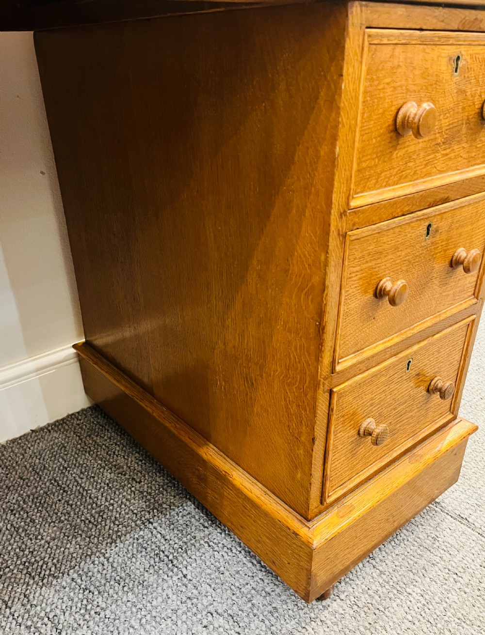 Victorian Oak Pedestal Desk View IX