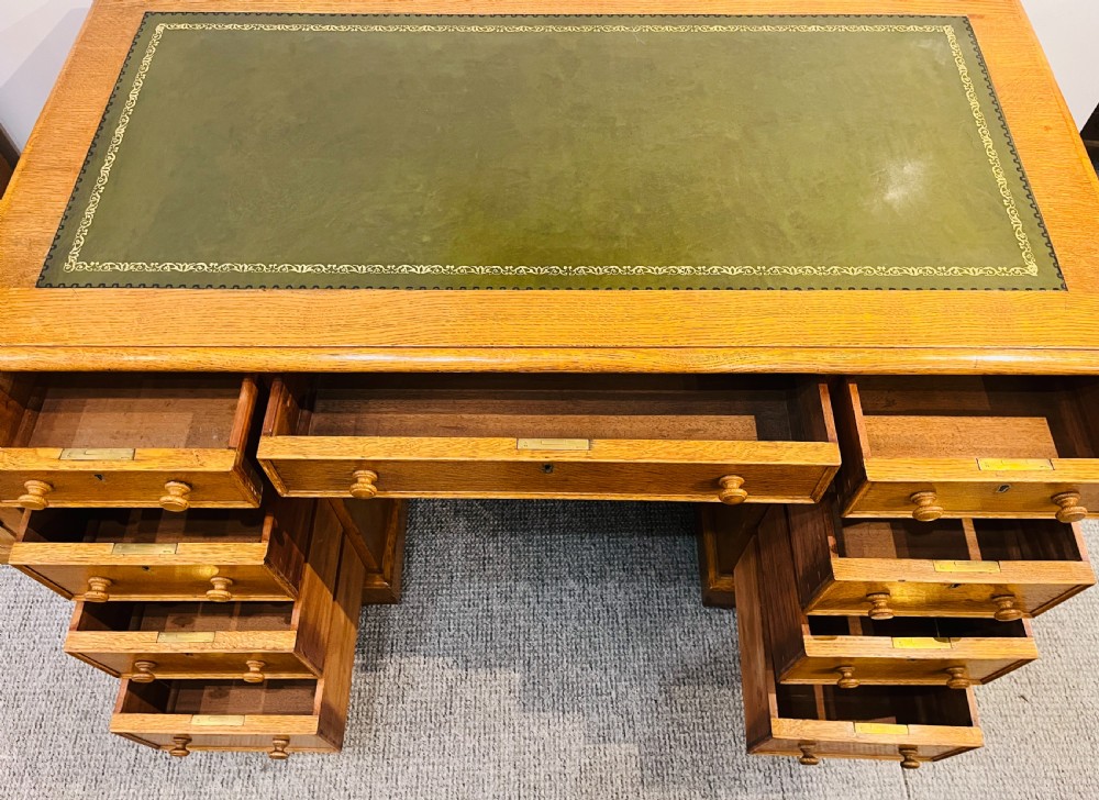 Victorian Oak Pedestal Desk View X