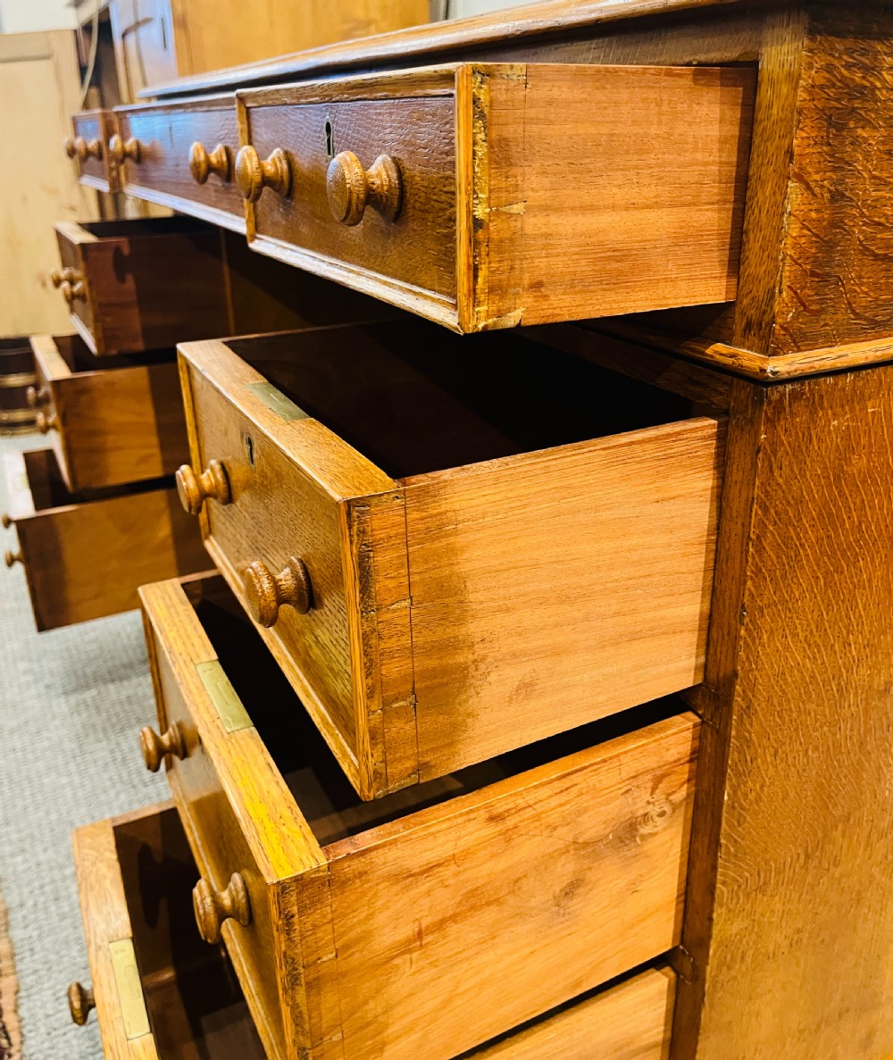 Victorian Oak Pedestal Desk View XI