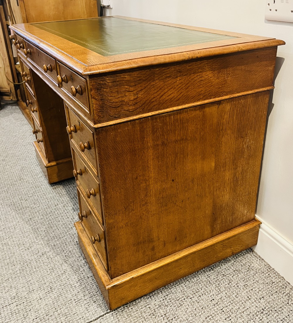 Victorian Oak Pedestal Desk View XIV