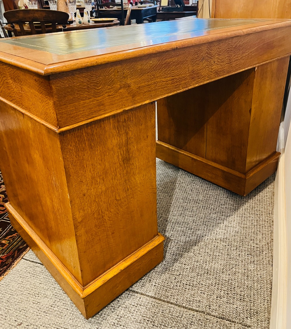 Victorian Oak Pedestal Desk View XVII