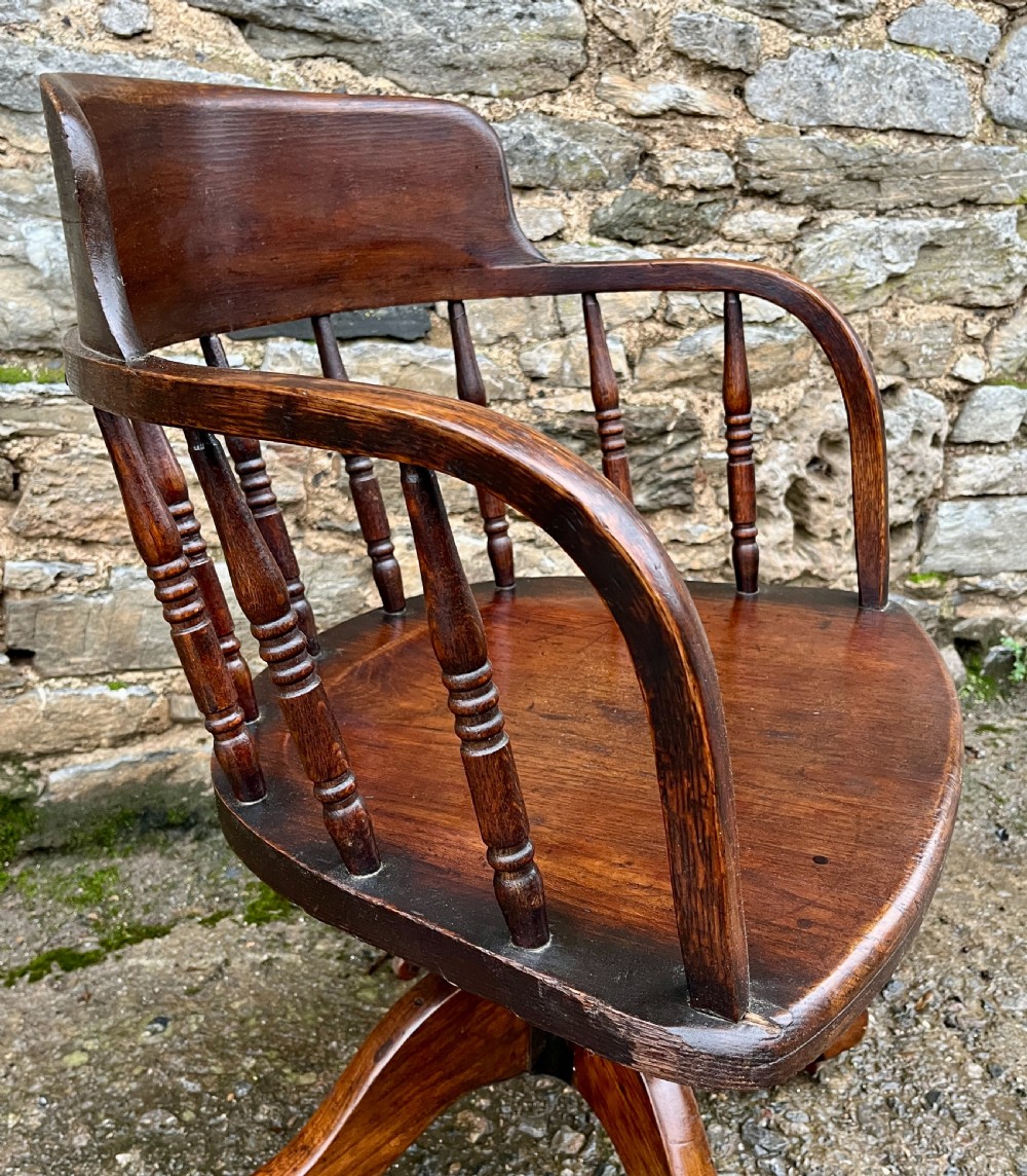 Antique Oak Swivel Desk Chair View IV