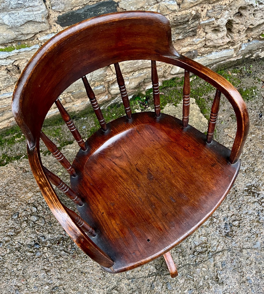Antique Oak Swivel Desk Chair View V