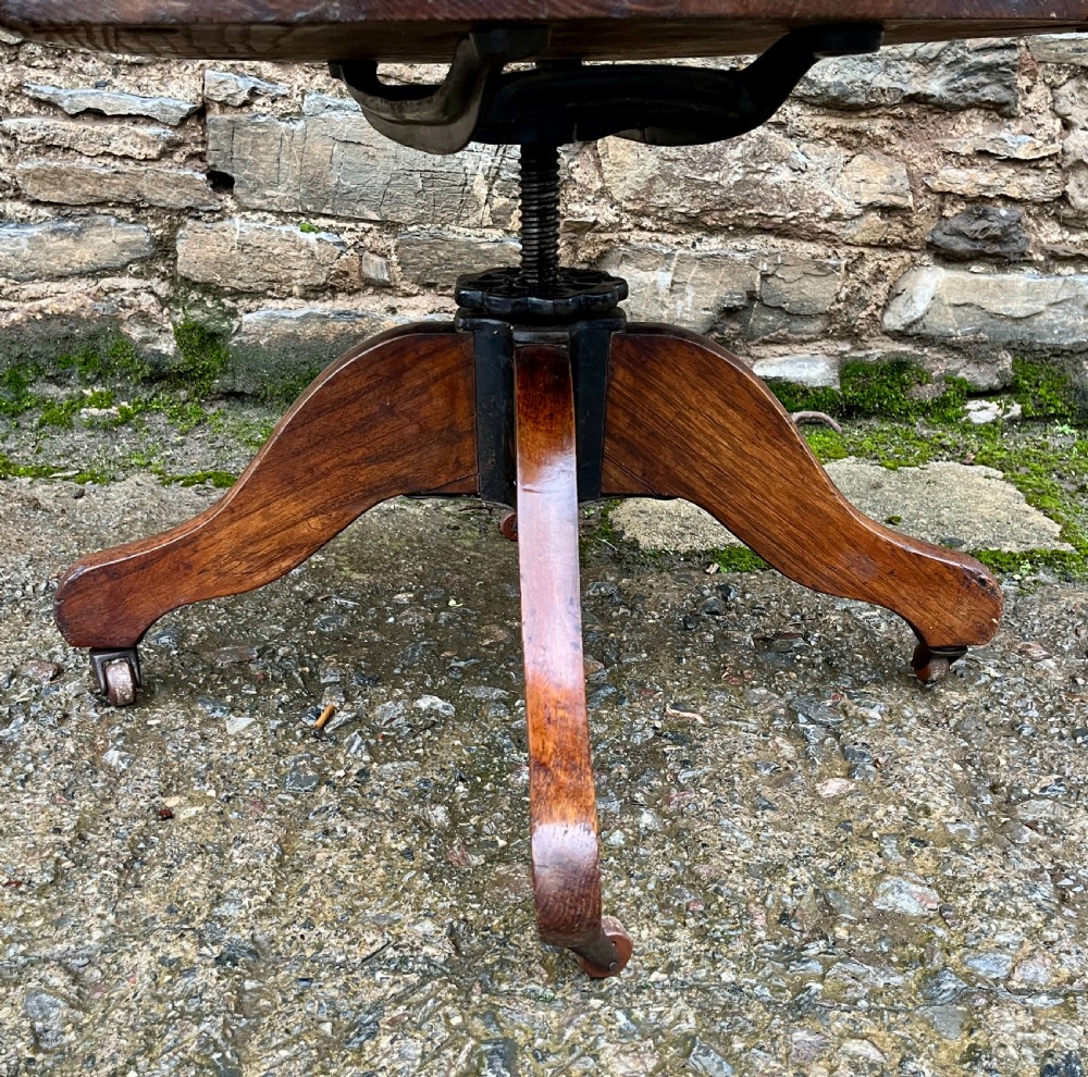 Antique Oak Swivel Desk Chair View VI