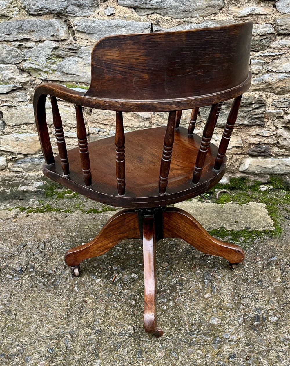 Antique Oak Swivel Desk Chair View VII