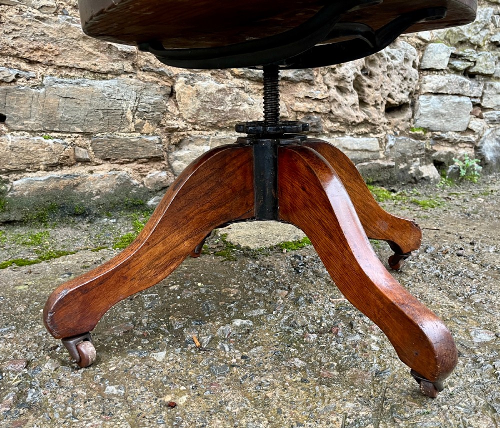 Antique Oak Swivel Desk Chair View IX