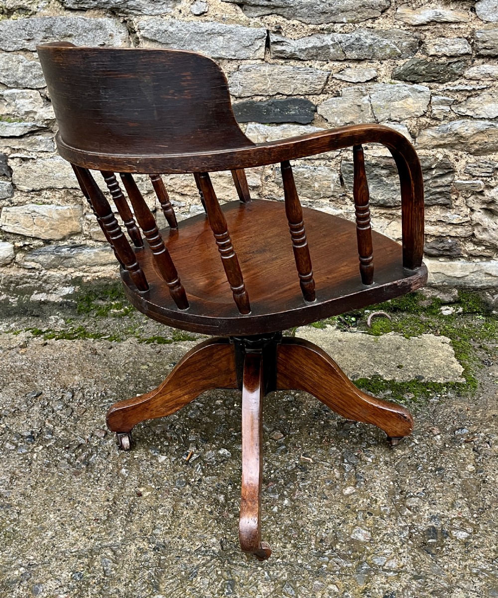 Antique Oak Swivel Desk Chair View X