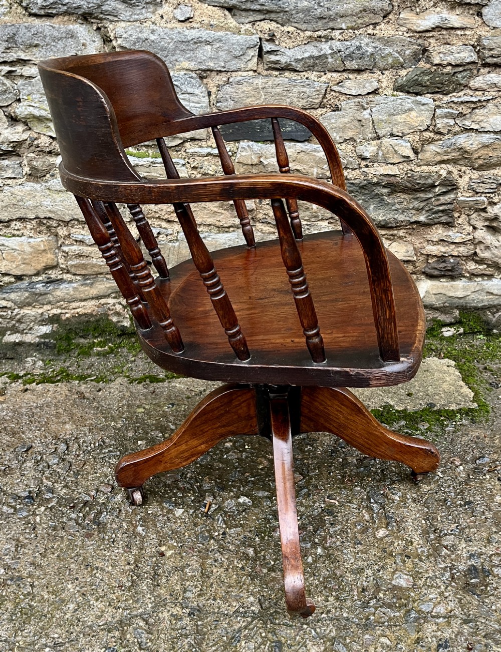 Antique Oak Swivel Desk Chair View XI