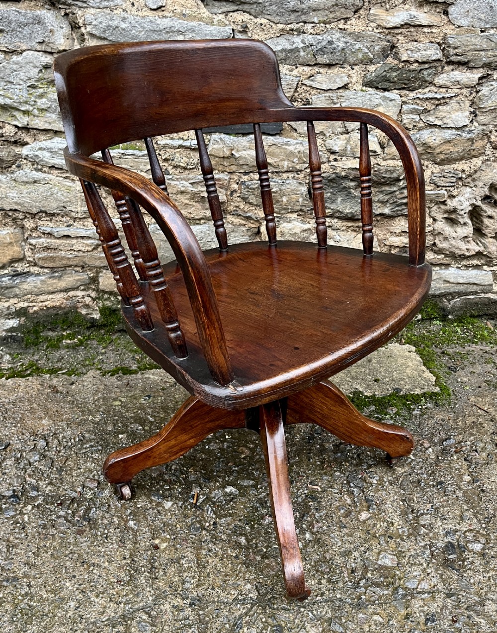 Antique Oak Swivel Desk Chair View XII